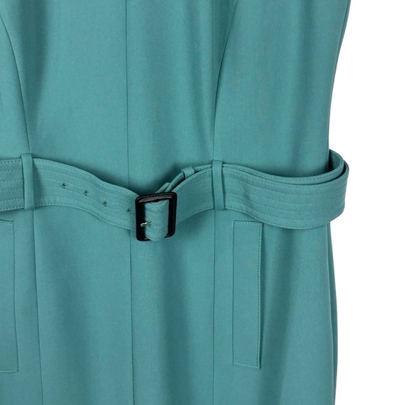 BOSS HUGO BOSS DADORIA GREEN SLEEVELESS BELTED SHEATH DRESS - Picture 11 of 14